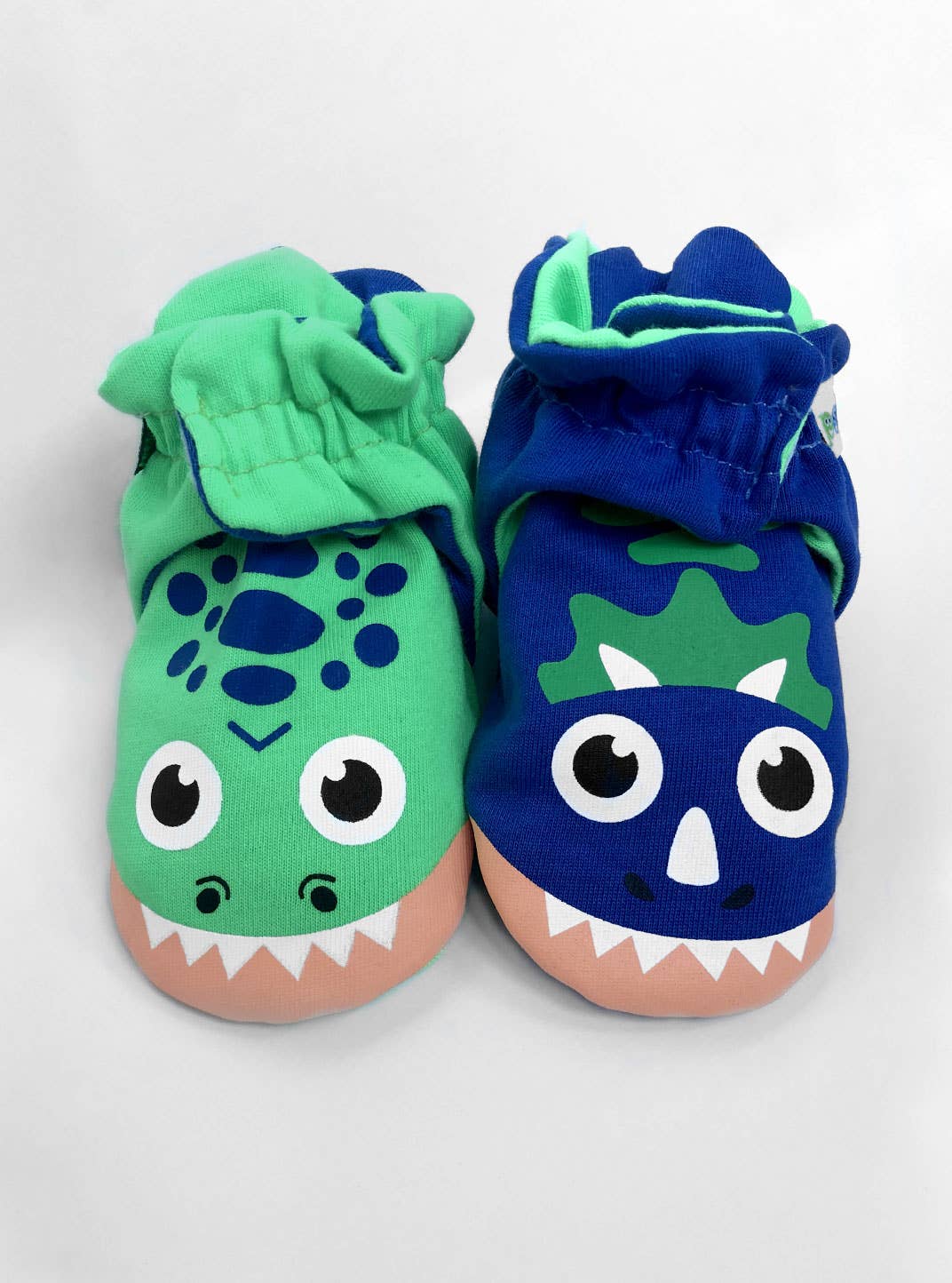 T-Rex & Triceratops Dinosaurs Non-Slip Baby Booties: 12-18 Months