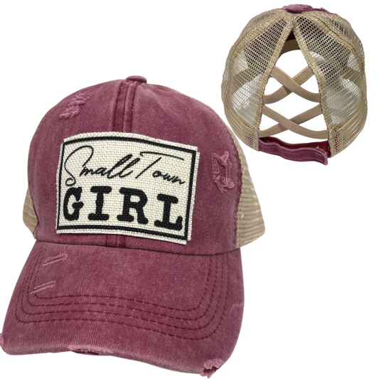 SMALL TOWN GIRL CRISS-CROSS PONYTAIL HAT