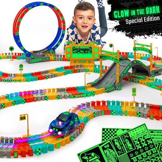 JitteryGit - FlashTrack Glow in the Dark Racing & Building Track Set