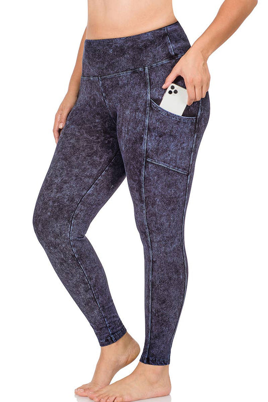 Plus mineral wash leggings - Blue grey