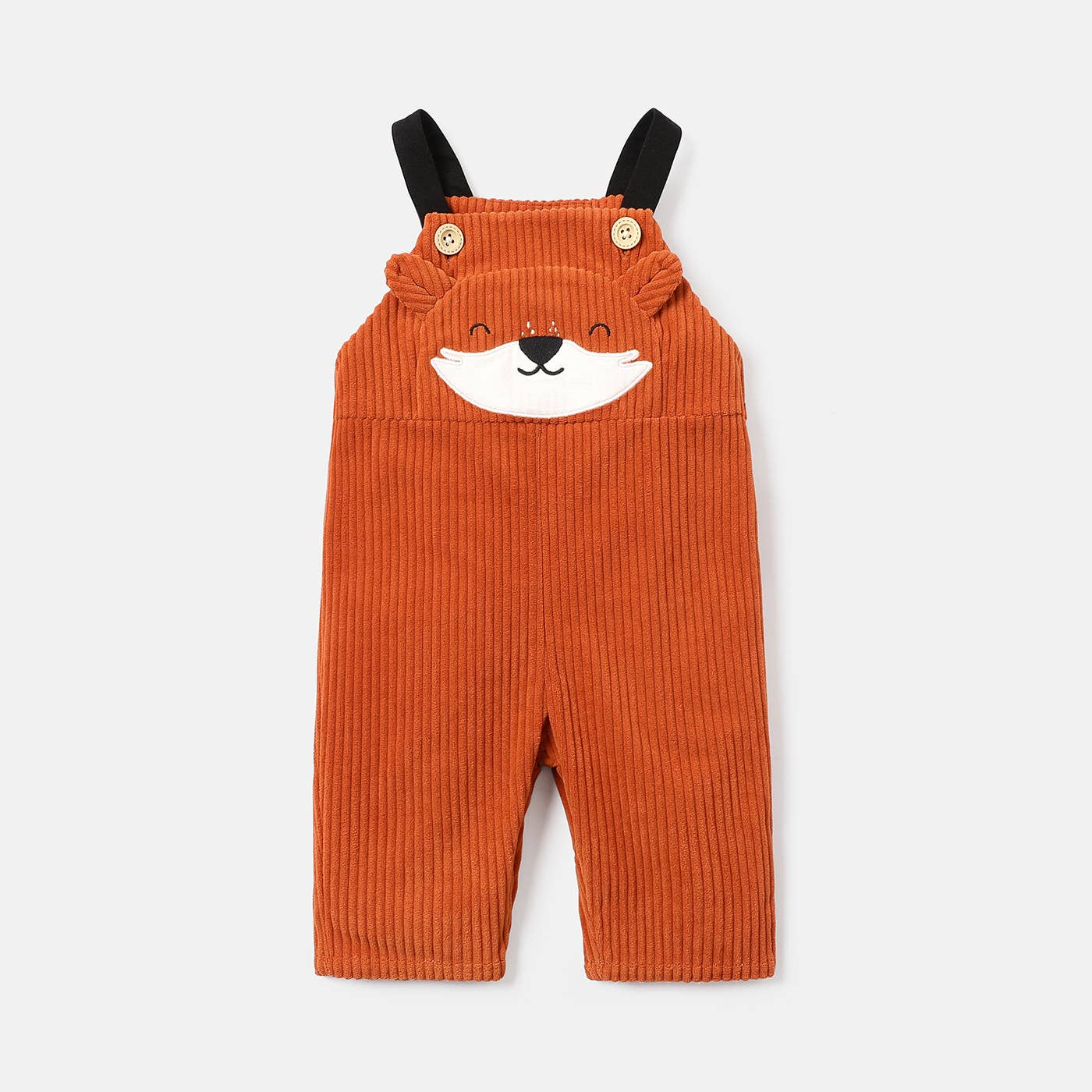 Baby Fox Embroidered 3D Ears Detail Corduroy Overalls