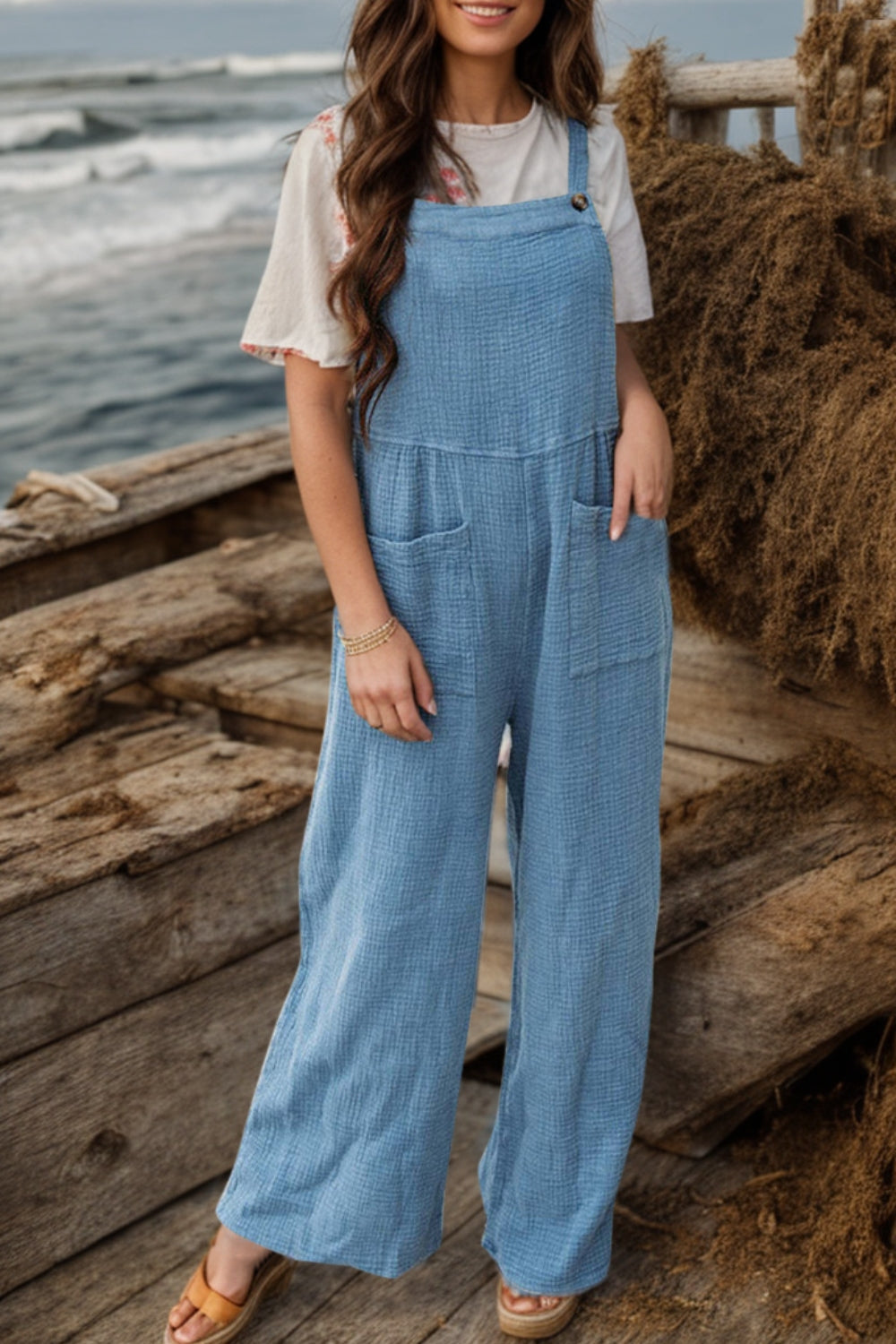 Full Size Wide Leg Front Pocket Jumpsuit