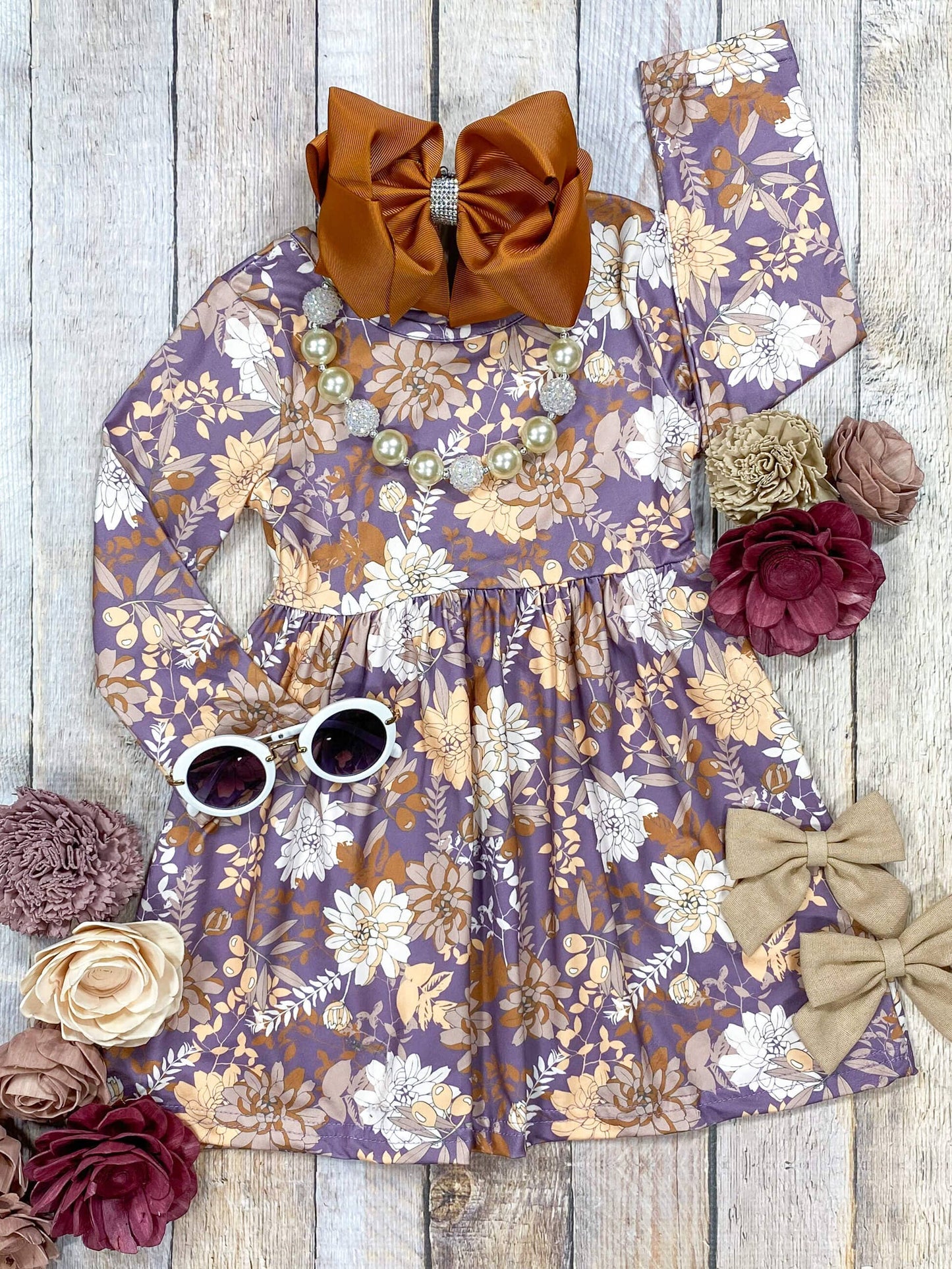 Vintage Fall Floral Twirl Dress