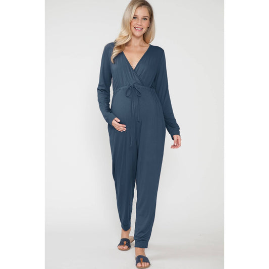 Maternity Winter Loungewear Tie-Up Jumpsuit