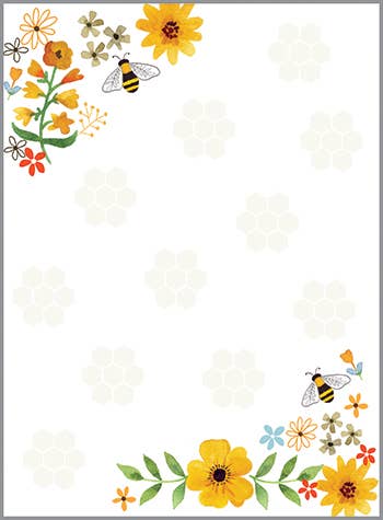 Memo Pad - Bees Flowers and Honeycomb